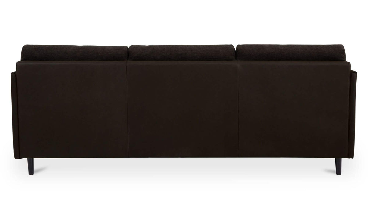 86.8" Warm Black Leather Sofa