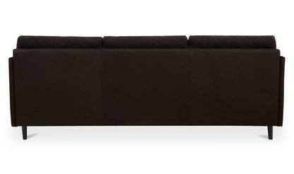 86.8" Warm Black Leather Sofa