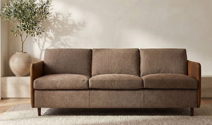 86.8" Brown Leather Sofa
