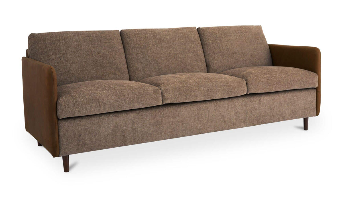 86.8" Brown Leather Sofa