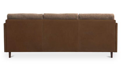86.8" Brown Leather Sofa