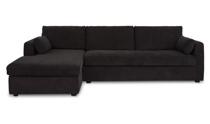 115.75" Black Upholstered Sleeper Storage Chaise Left Facing Sectional