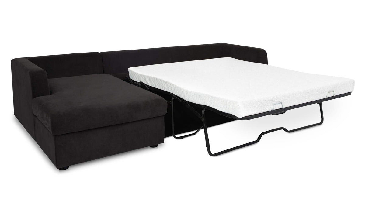 115.75" Black Upholstered Sleeper Storage Chaise Left Facing Sectional