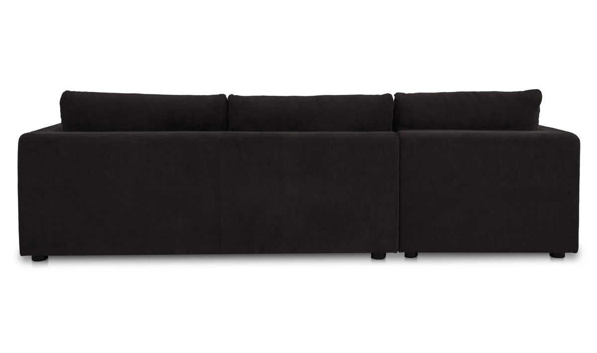 115.75" Black Upholstered Sleeper Storage Chaise Left Facing Sectional