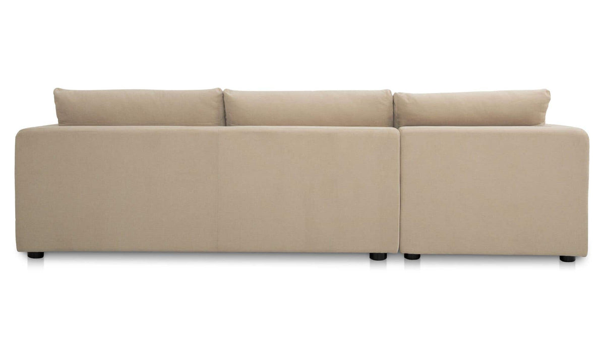 115.75" Sand Upholstered Sleeper Storage Chaise Left Facing Sectional