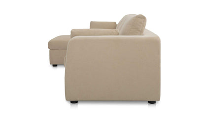 115.75" Sand Upholstered Sleeper Storage Chaise Left Facing Sectional