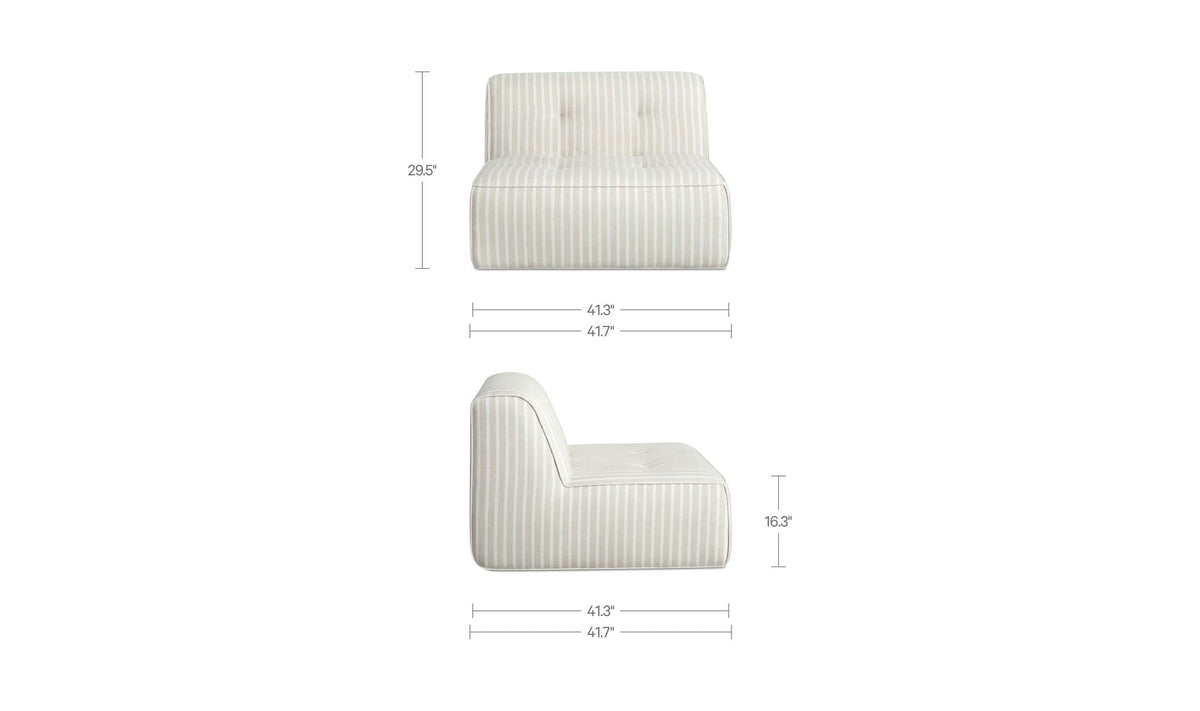 41.3" Brown Stripe Upholstered Sectional Component