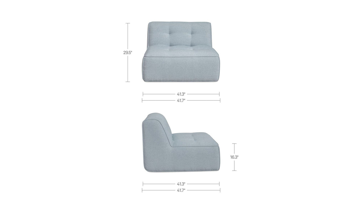 41.3" Light Blue Upholstered Sectional Component