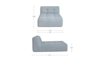 41.3" Light Blue Upholstered Chaise