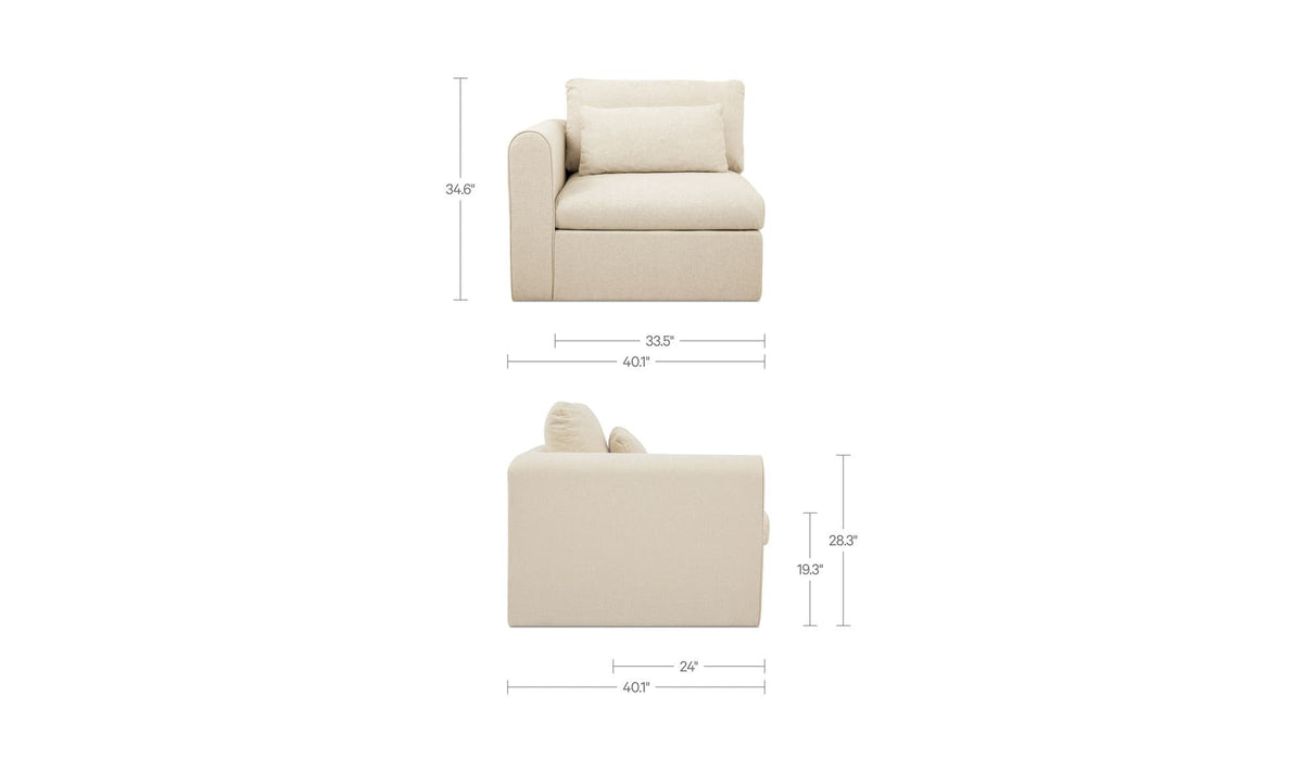 40.16" Light Beige Upholstered Left Arm Facing Chair