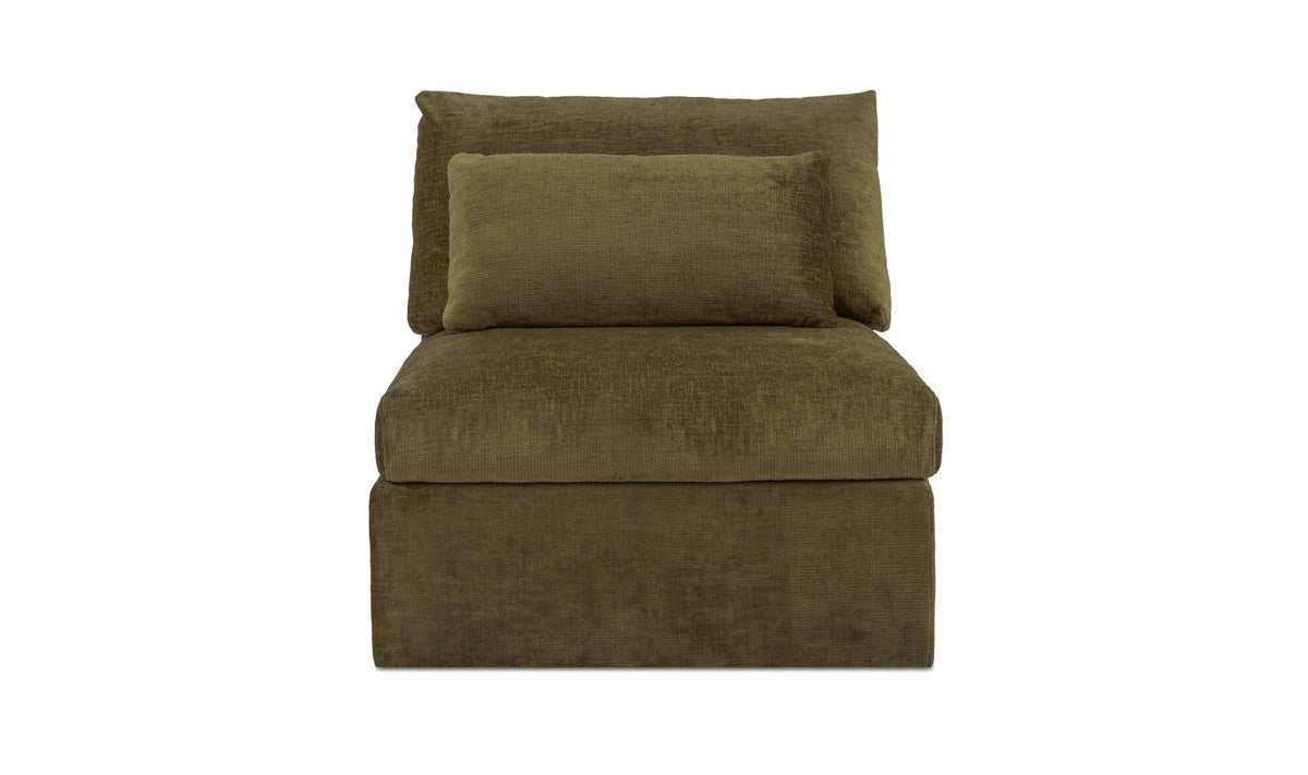33.46" Dark Green Upholstered Slipper Chair