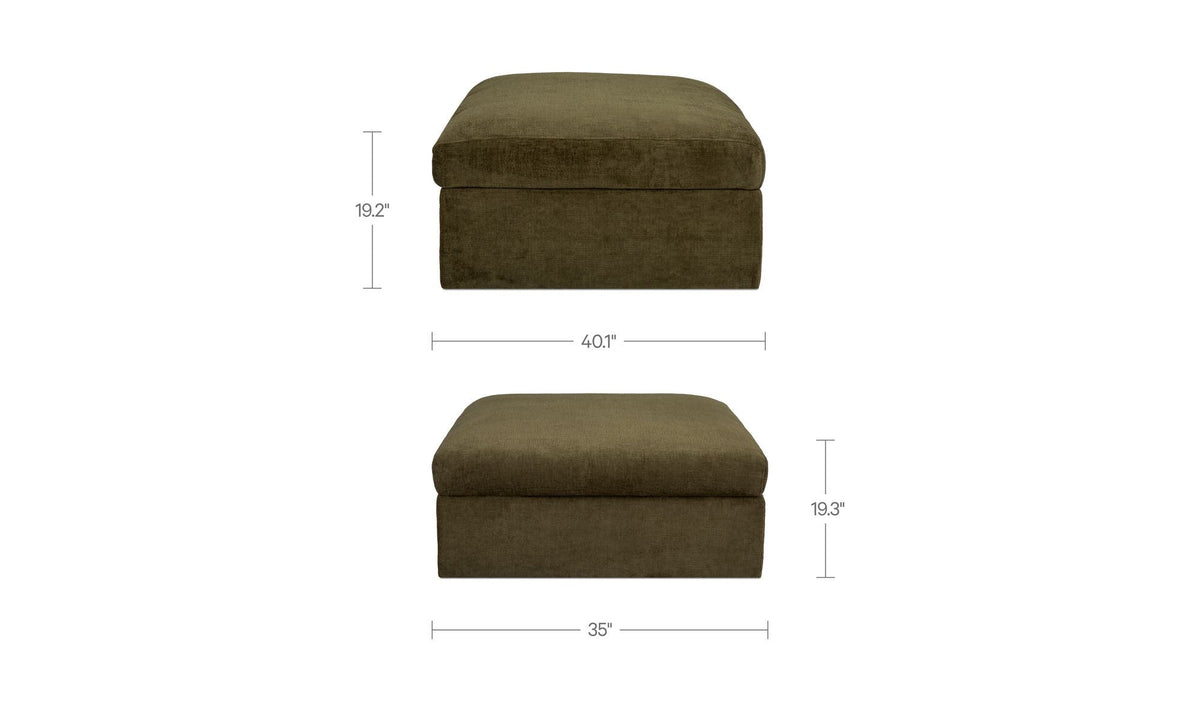 40.16" Dark Green Upholstered Storage Ottoman