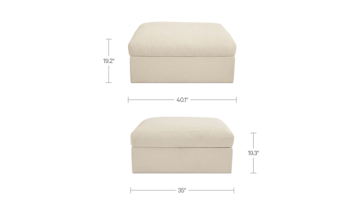 40.16" Light Beige Upholstered Storage Ottoman
