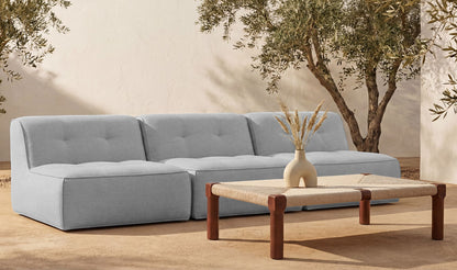 123.9" Light Blue Upholstered 3 Piece Sofa