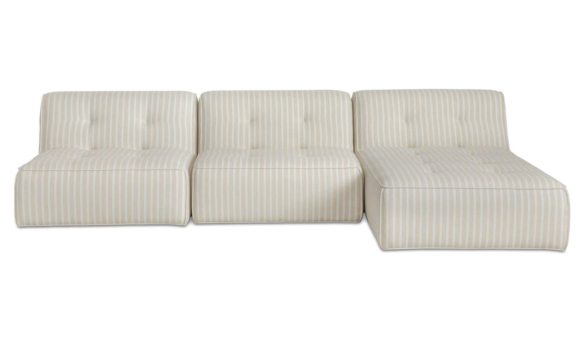 123.9" Brown Stripe Upholstered 3 Piece Sectional