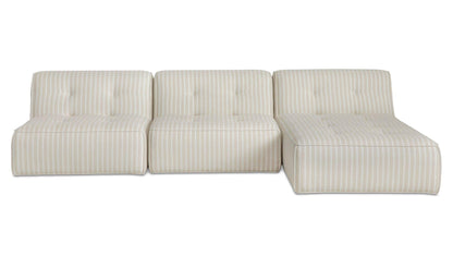 123.9" Brown Stripe Upholstered 3 Piece Sectional