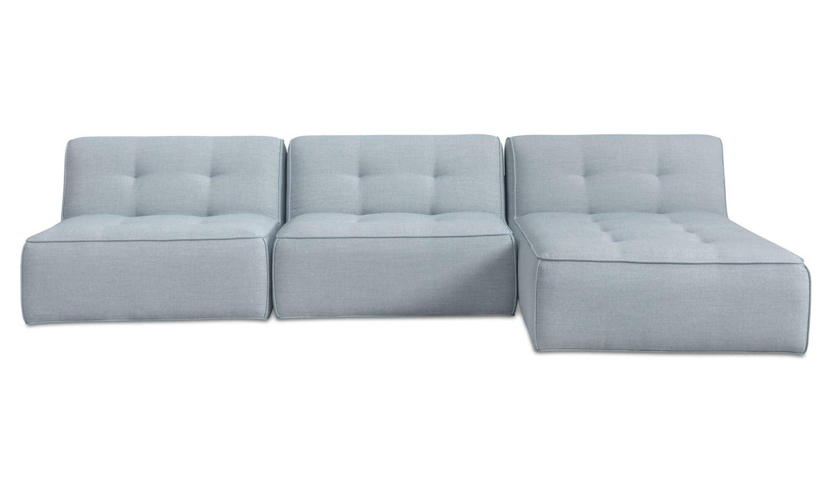 123.9" Light Blue Upholstered 3 Piece Sectional