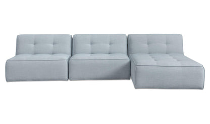 123.9" Light Blue Upholstered 3 Piece Sectional