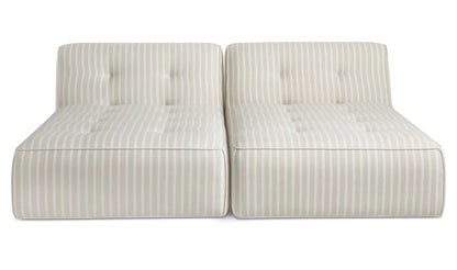 82.6" Brown Stripe Aluminum 2 Piece Outdoor Sun Lounger