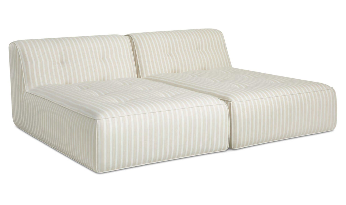 82.6" Brown Stripe Aluminum 2 Piece Outdoor Sun Lounger