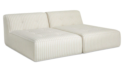 82.6" Brown Stripe Aluminum 2 Piece Outdoor Sun Lounger