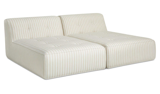 82.6" Brown Stripe Aluminum 2 Piece Outdoor Sun Lounger