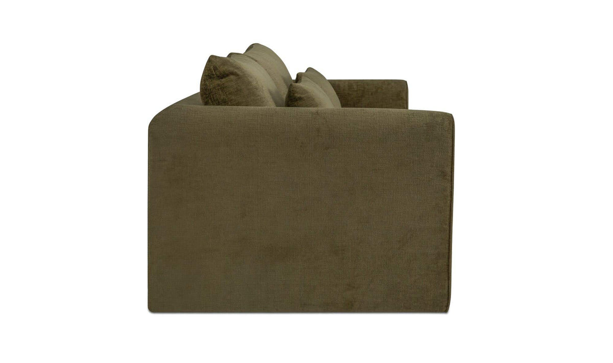 113.8" Dark Green Upholstered Modular Sofa