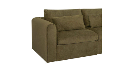113.8" Dark Green Upholstered Modular Sofa