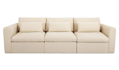 113.8" Light Beige Upholstered Modular Sofa