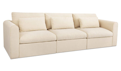 113.8" Light Beige Upholstered Modular Sofa