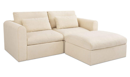 80.3" Light Beige Upholstered Nook Modular Sectional
