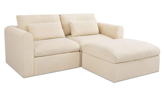 80.3" Light Beige Upholstered Nook Modular Sectional
