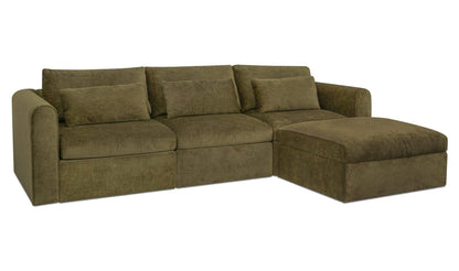 113.8" Dark Green Upholstered Lounge Modular Sectional
