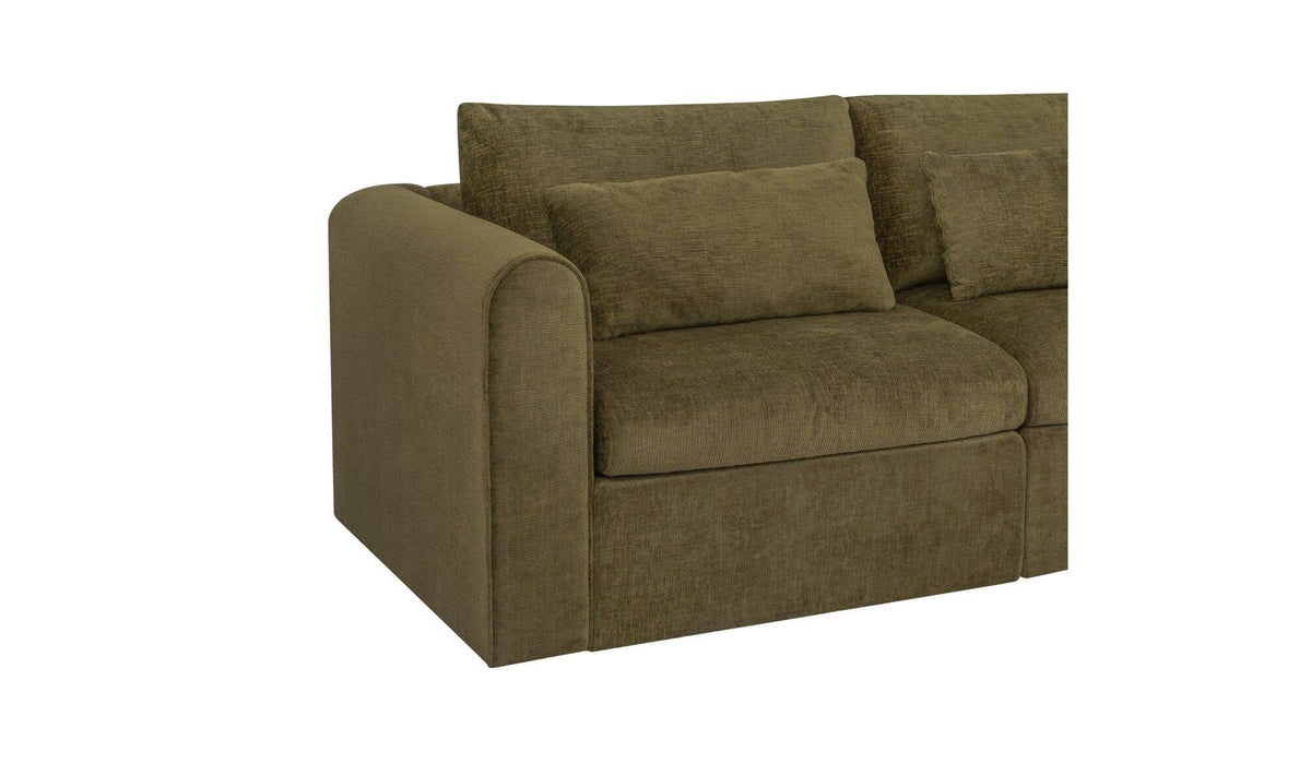 113.8" Dark Green Upholstered Lounge Modular Sectional
