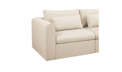 113.8" Light Beige Upholstered L-Shaped Modular Sectional