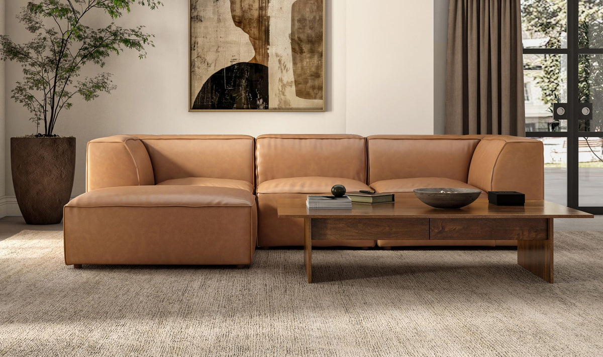 112" Sonoran Tan Leather Modular Sectional