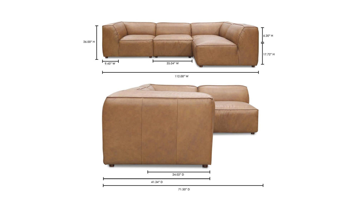112" Sonoran Tan Leather Modular Sectional
