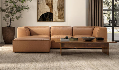 112" Sonoran Tan Leather L-Shaped Modular Sectional