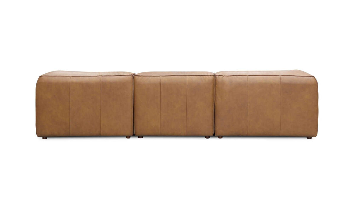 112" Sonoran Tan Leather L-Shaped Modular Sectional