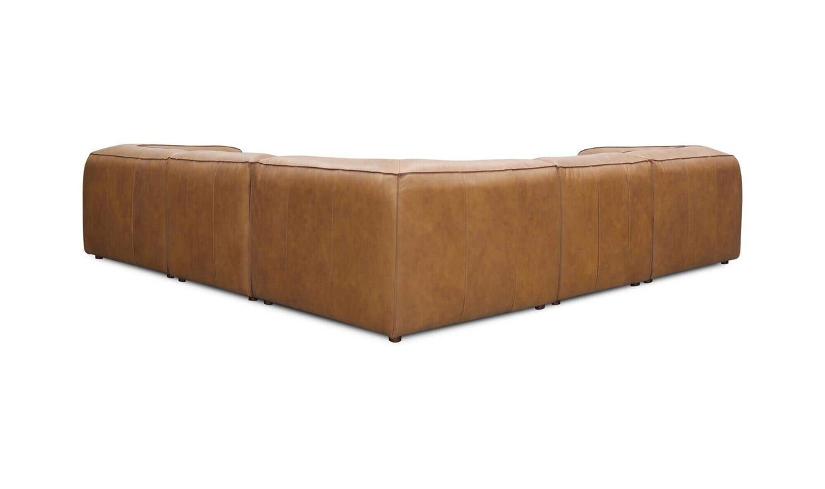 112" Sonoran Tan Leather L-Shaped Modular Sectional