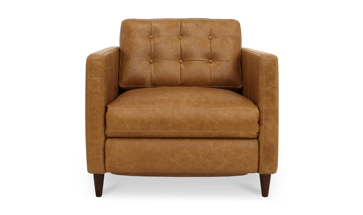 37.4" Tan Leather Power Recliner Accent Chair