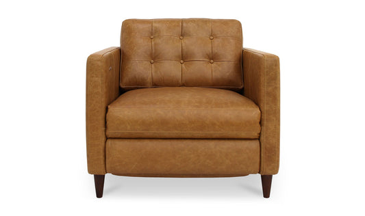 37.4" Tan Leather Power Recliner Accent Chair