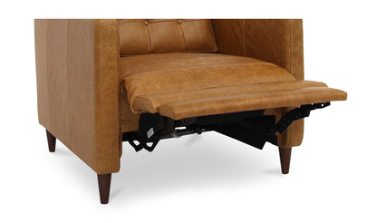 37.4" Tan Leather Power Recliner Accent Chair