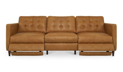 94.1" Tan Leather Power Recliner Sofa