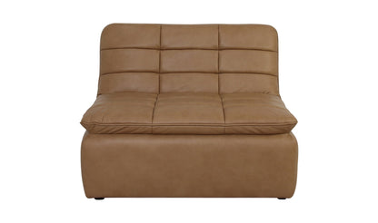 42.5" Tan Leather Slipper Chair