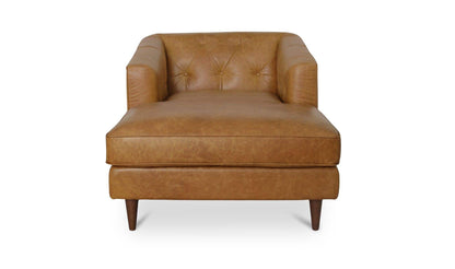38.6" Tan Leather Chaise