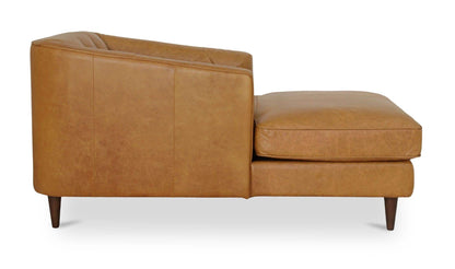 38.6" Tan Leather Chaise