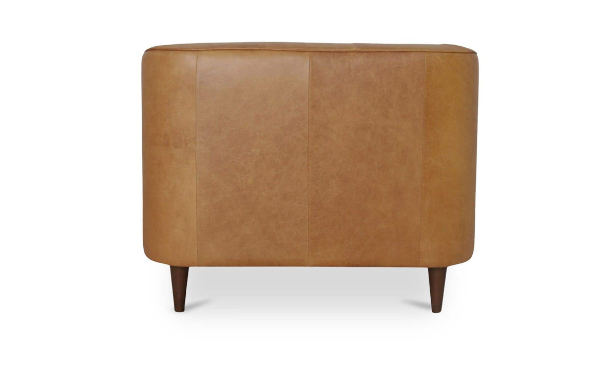 38.6" Tan Leather Chaise