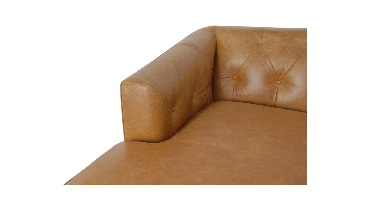 38.6" Tan Leather Chaise
