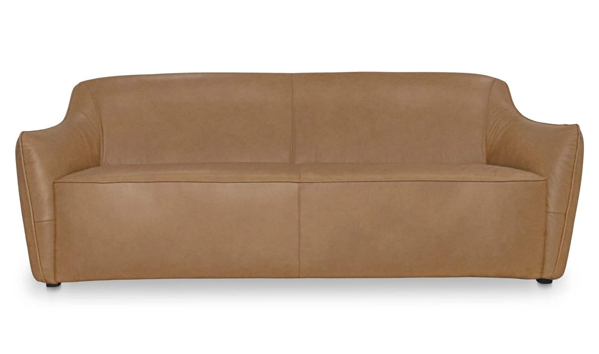83.5" Tan Leather Sofa